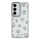 Samsung Galaxy S26 EIDERWOOD Hybrid Case with Rhinestone & Floral Design - White / Flowers