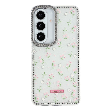 Samsung Galaxy S26 EIDERWOOD Hybrid Case with Rhinestone & Floral Design - White / Spring Flowers