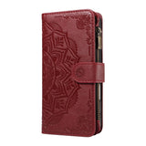 iPhone 17 Pro EIDERWOOD Flip Case with 9 x Card Holder - Zipper Pocket - RFDI Blocking - Strap - Red