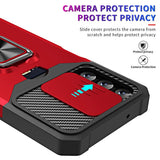 Samsung Galaxy A14 (5G) Tough Case w. Magnetic Kickstand, Card Holder & Cam Slider - Black / Red