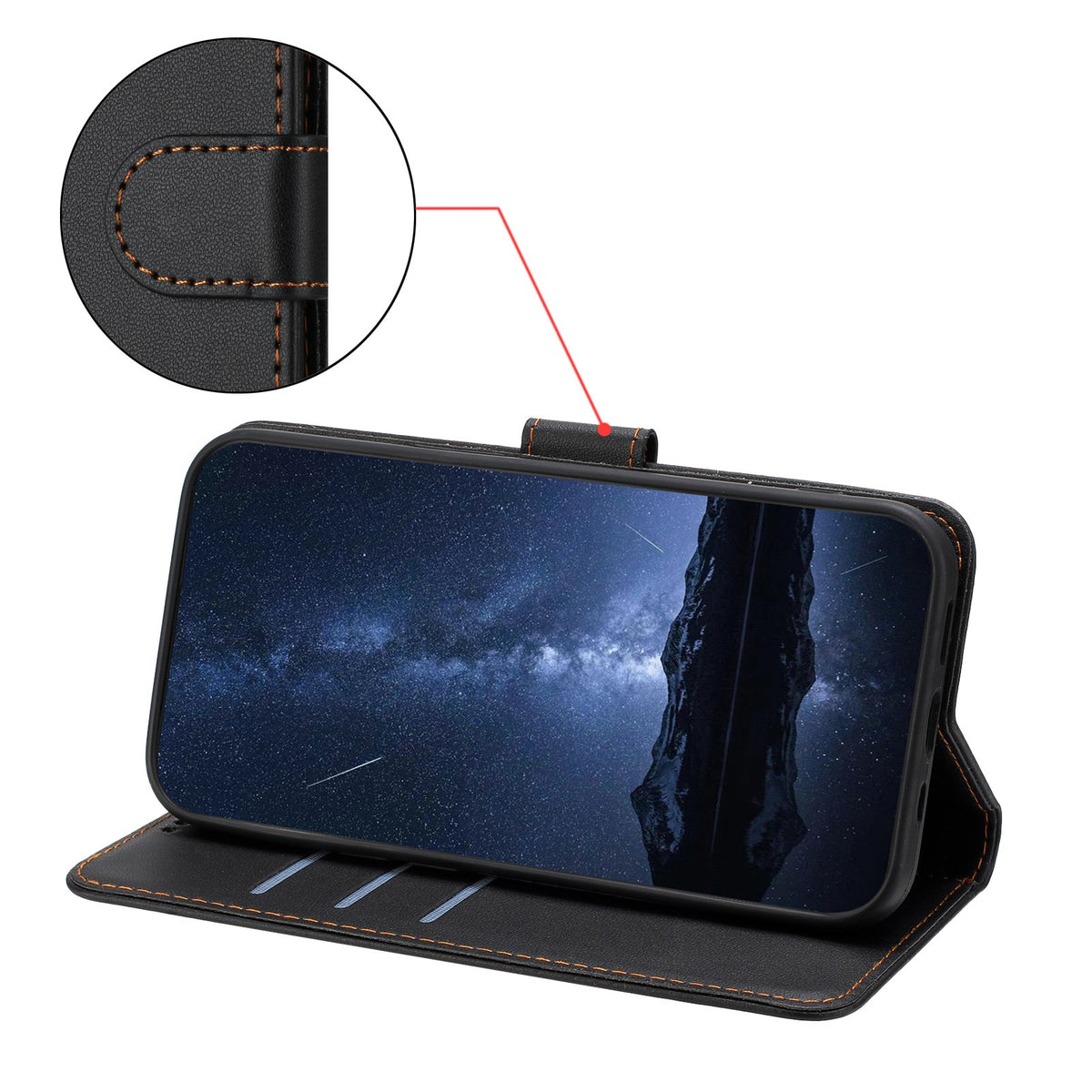 Sony Xperia 1 VIII EIDERWOOD Artificial Leather Flip Case with Stand Function and Card Holder - Black