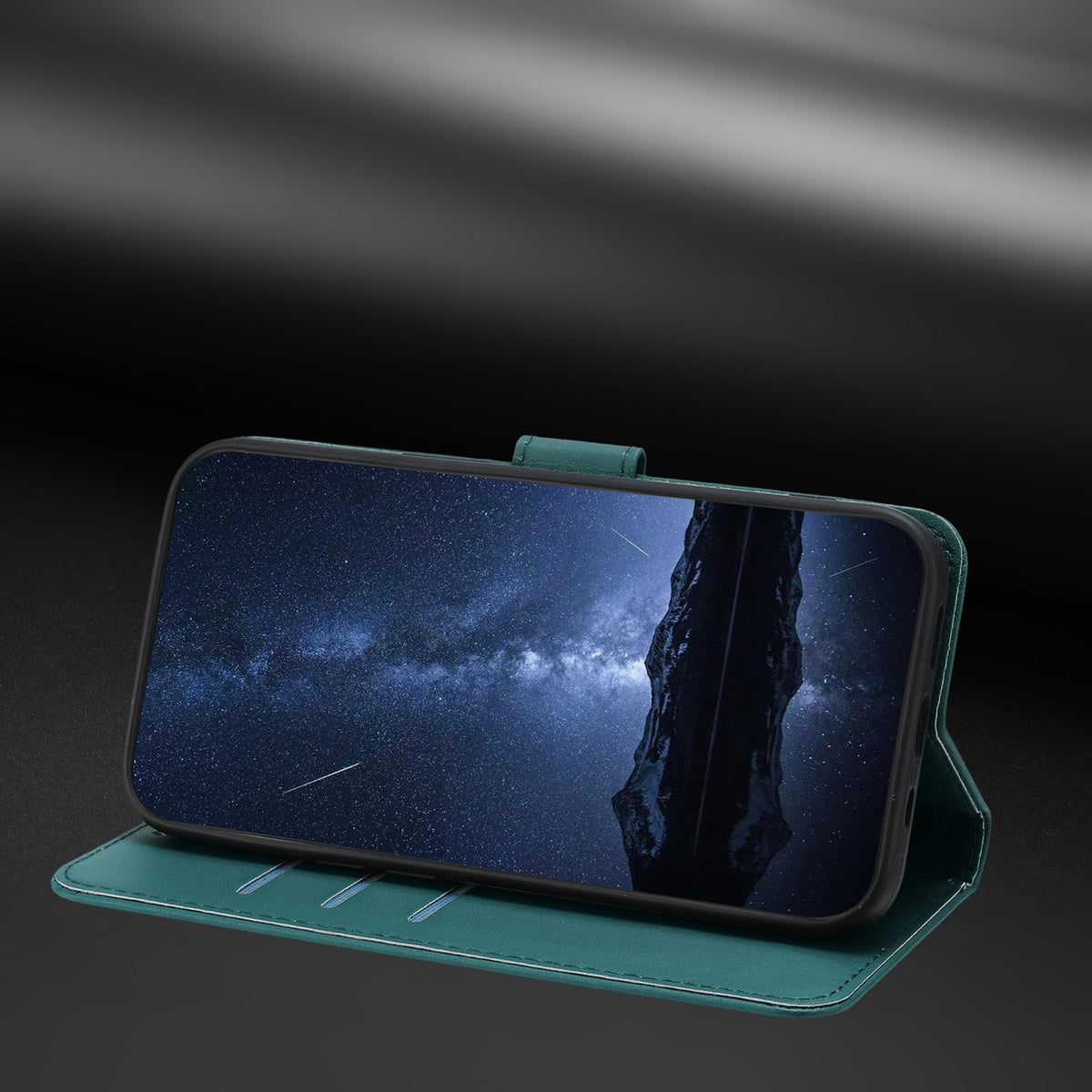 Sony Xperia 1 VIII EIDERWOOD Artificial Leather Flip Case with Stand Function and Card Holder - Green