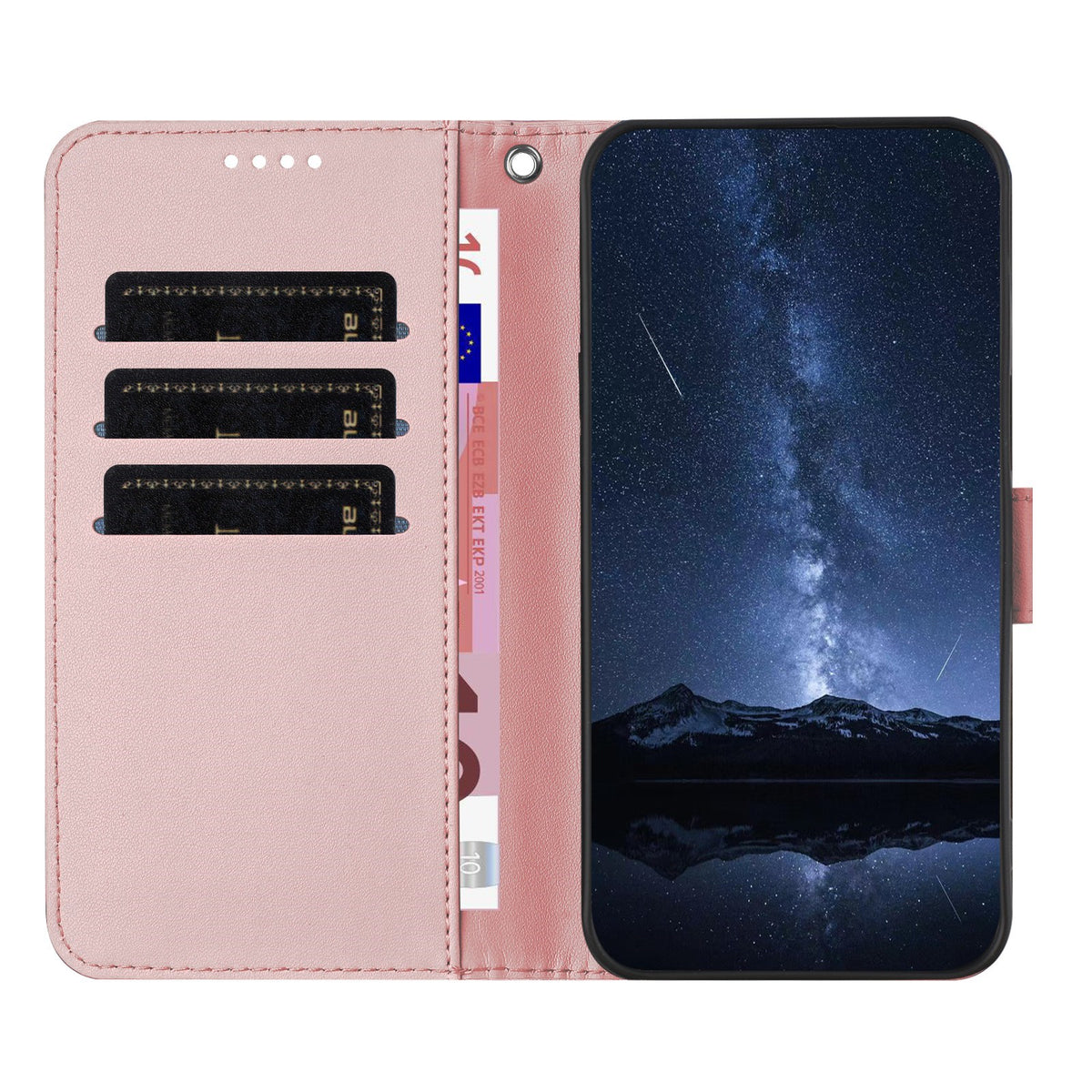 Sony Xperia 1 VIII EIDERWOOD Artificial Leather Flip Case with Stand Function and Card Holder - Pink