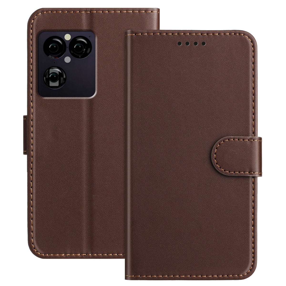 Sony Xperia 1 VIII EIDERWOOD Artificial Leather Flip Case with Stand Function and Card Holder - Brown