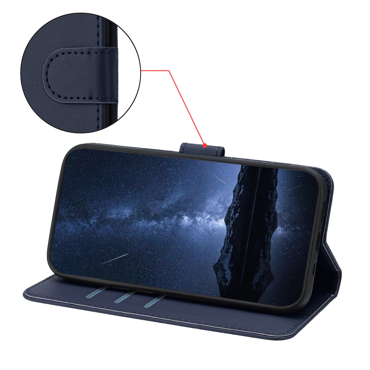 Sony Xperia 1 VIII EIDERWOOD Artificial Leather Flip Case with Stand Function and Card Holder - Blue