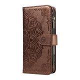 iPhone 17 EIDERWOOD Flip Case with 9 x Card Holder - Zipper Pocket - RFDI Blocking - Strap - Brown