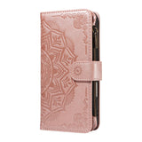 iPhone 17e / 16e EIDERWOOD Flip Case with 9 x Card Holder - Zipper Pocket - RFDI Blocking - Strap - Rose Gold