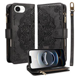 iPhone 17e / 16e EIDERWOOD Flip Case with 9 x Card Holder - Zipper Pocket - RFDI Blocking - Strap - Black