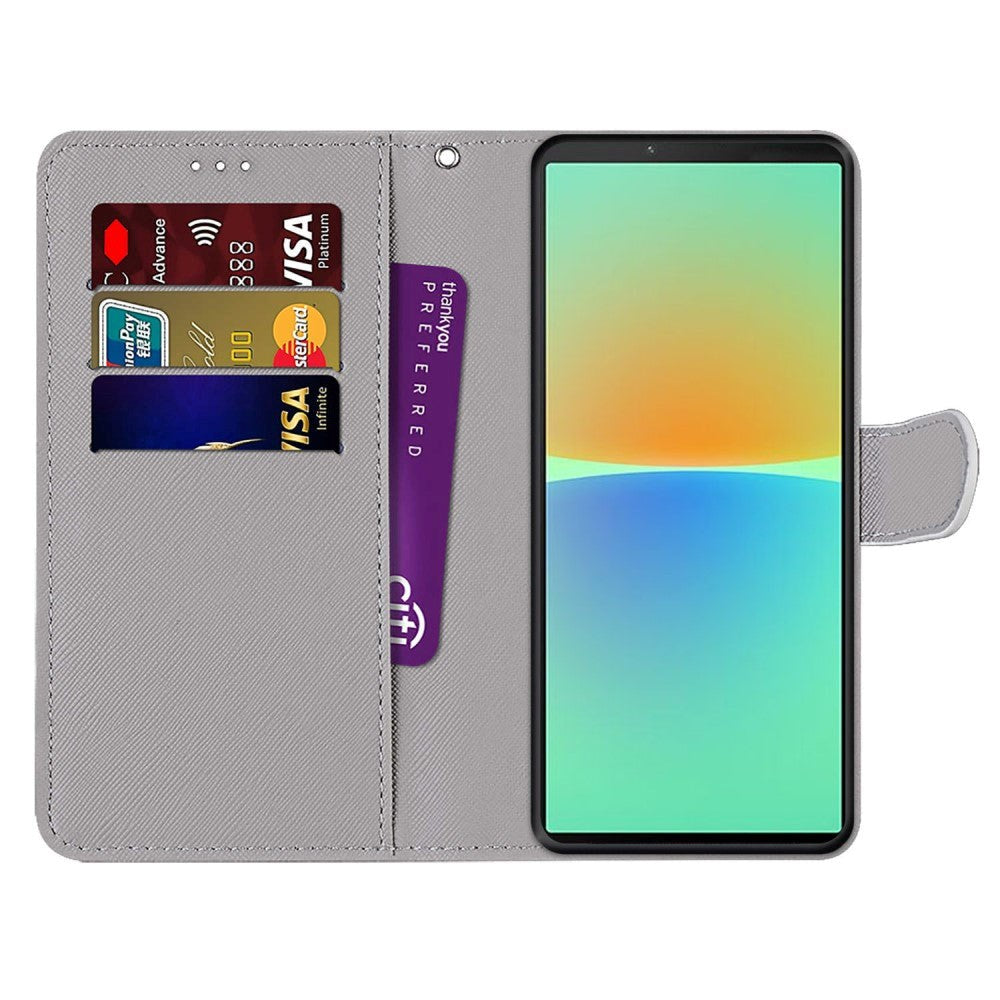 Sony Xperia 10 IV Leather Wallet Case w. Strap - Coloured Satin