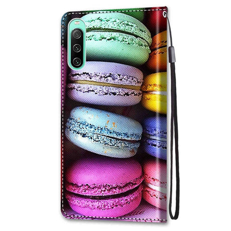 Sony Xperia 10 IV Leather Wallet Case w. Strap - Macaroons