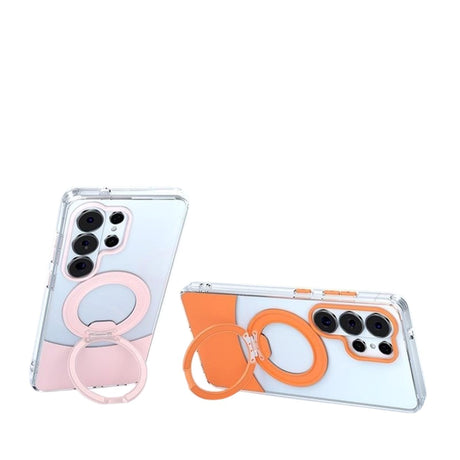 Samsung Galaxy S26 EIDERWOOD Hybrid Case with Stand Function - MagSafe Compatible - Transparent / Orange