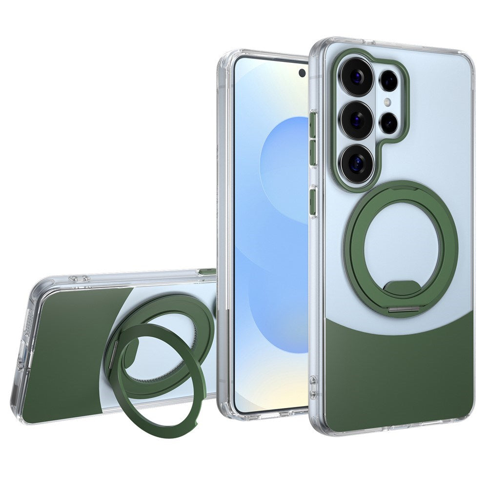 Samsung Galaxy S26 Ultra EIDERWOOD Hybrid Case with Stand Function - MagSafe Compatible - Transparent / Green
