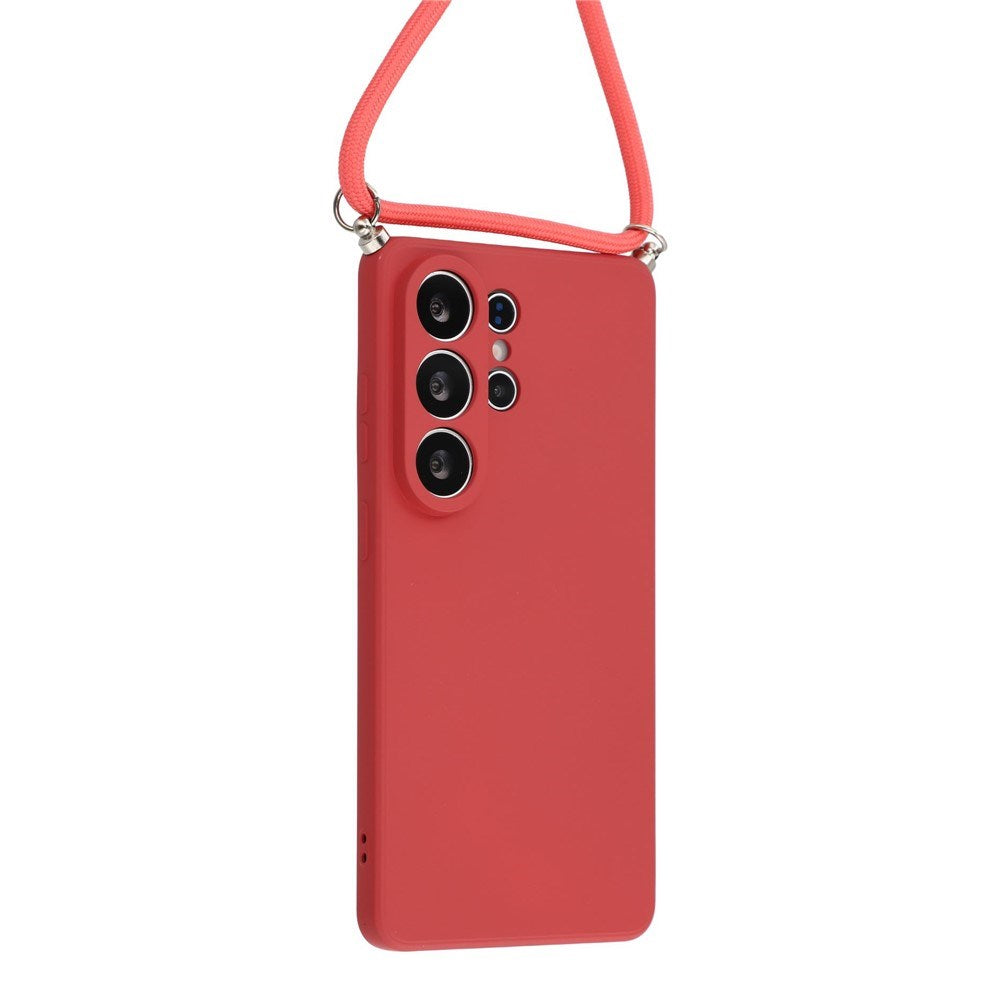 Samsung Galaxy S26 Ultra EIDERWOOD Lined Flexible Plastic Case w. Strap - Dark Red