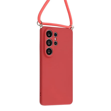 Samsung Galaxy S26 Ultra EIDERWOOD Lined Flexible Plastic Case w. Strap - Dark Red