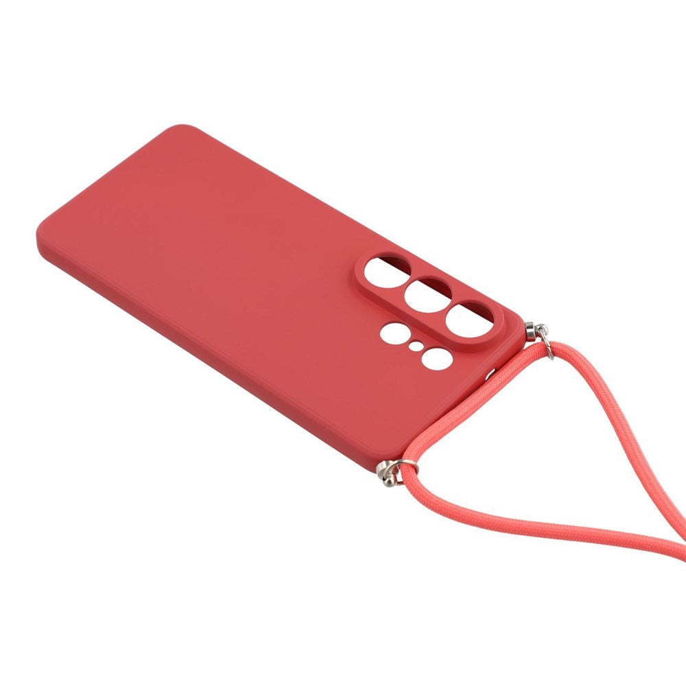 Samsung Galaxy S26 Ultra EIDERWOOD Lined Flexible Plastic Case w. Strap - Dark Red