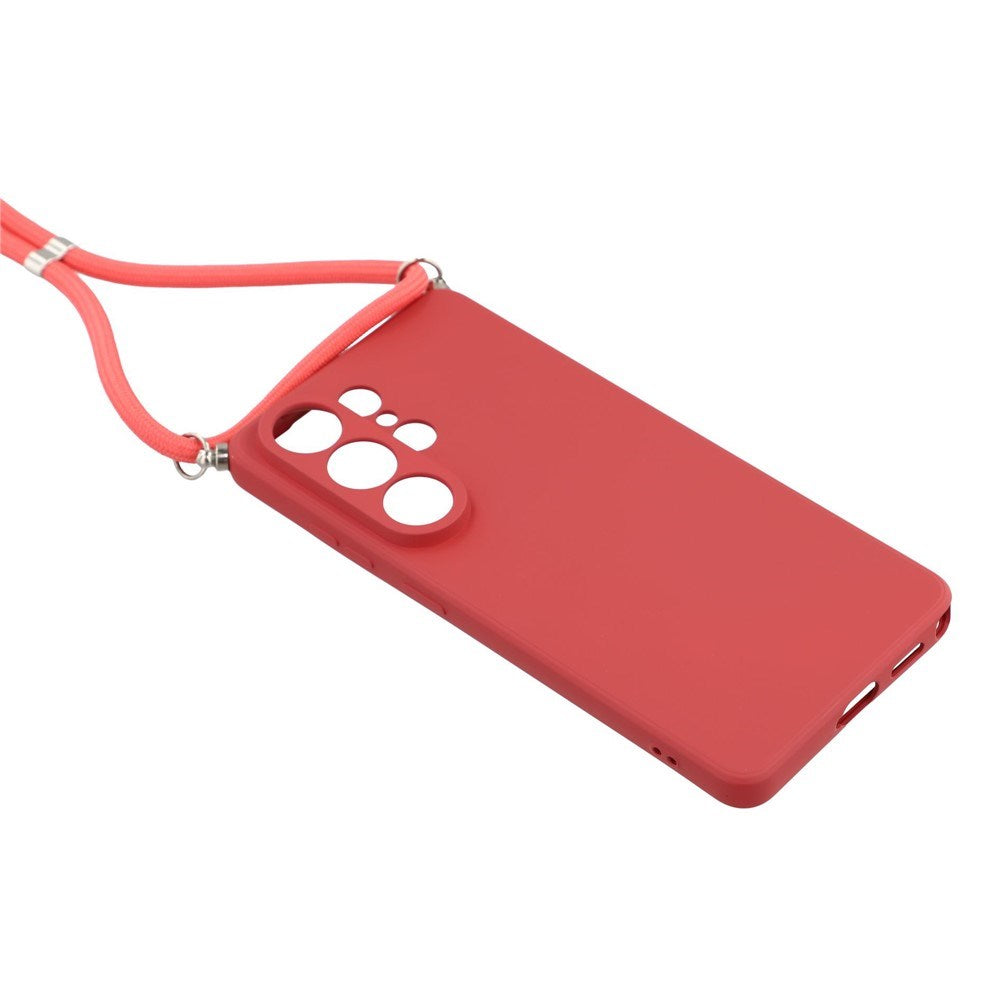 Samsung Galaxy S26 Ultra EIDERWOOD Lined Flexible Plastic Case w. Strap - Dark Red
