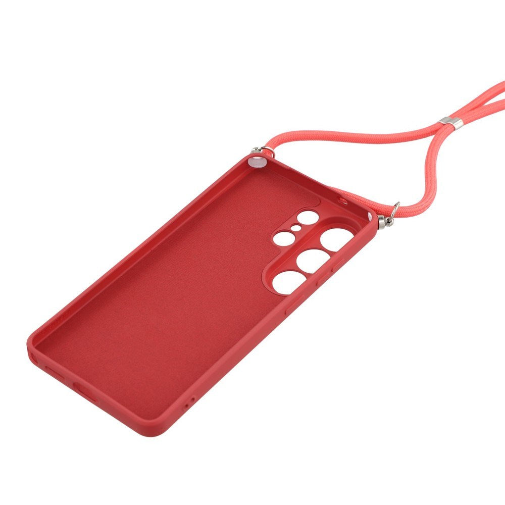 Samsung Galaxy S26 Ultra EIDERWOOD Lined Flexible Plastic Case w. Strap - Dark Red