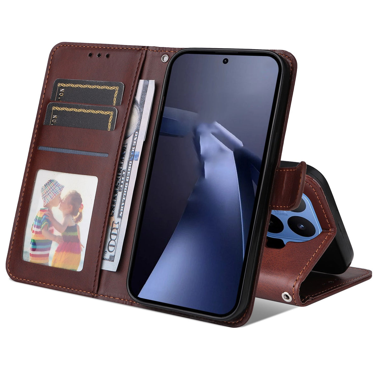 Xiaomi 17T Pro EIDERWOOD Faux Leather Flip Case with Strap - Brown