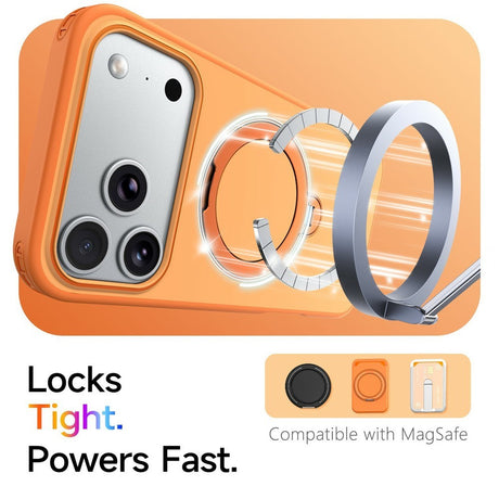 iPhone 18 Pro / 17 Pro EIDERWOOD Hybrid Plastic Case w. Rotating Kickstand - MagSafe Compatible - Orange
