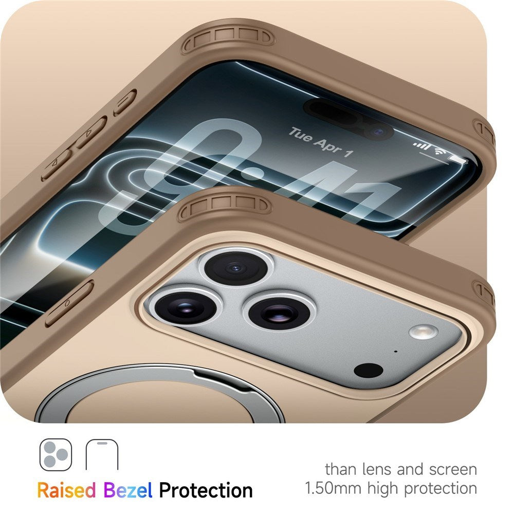 iPhone 18 Pro / 17 Pro EIDERWOOD Hybrid Plastic Case w. Rotating Kickstand - MagSafe Compatible - Beige