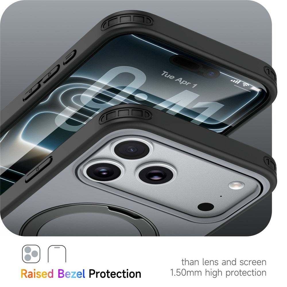 iPhone 18 Pro Max / 17 Pro Max EIDERWOOD Hybrid Plastic Case w. Rotating Kickstand - MagSafe Compatible - Black