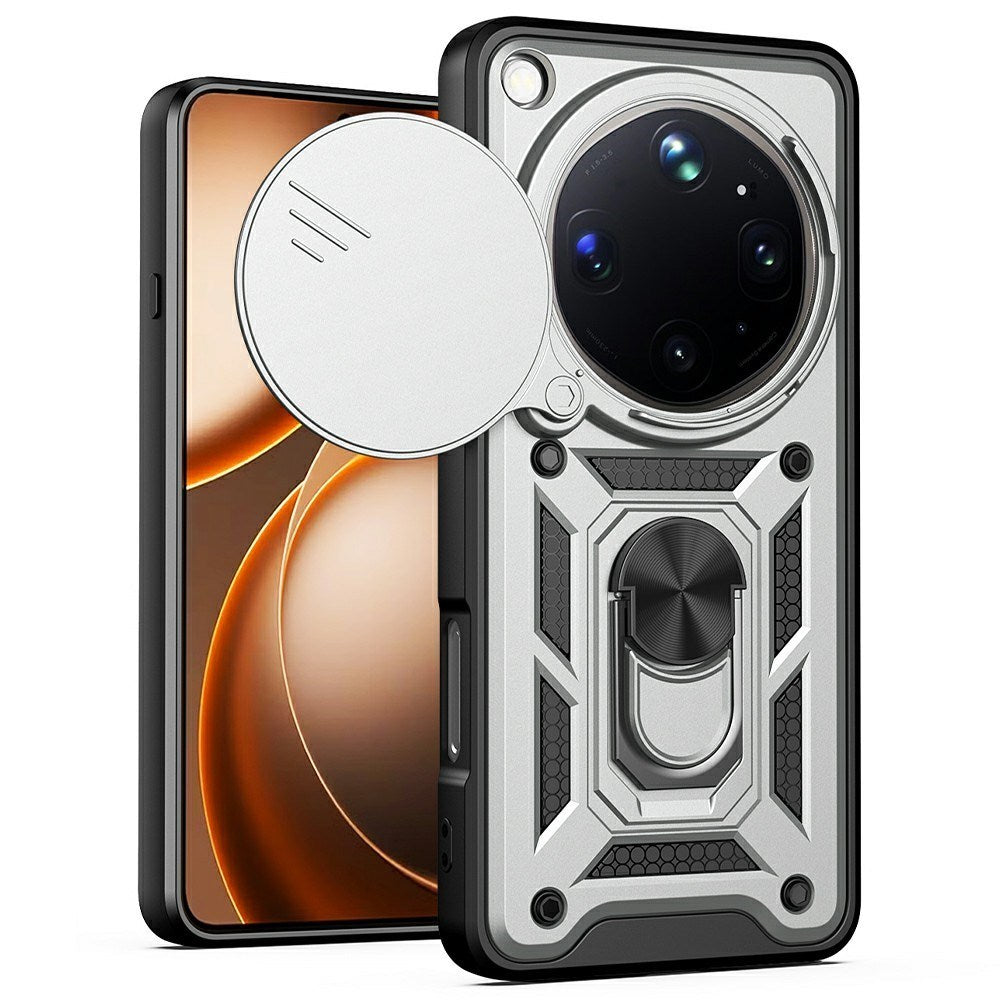 OPPO Find X9 Ultra EIDERWOOD Tough Case with 360° Rotatable Camslider & Kickstand - Black / Silver