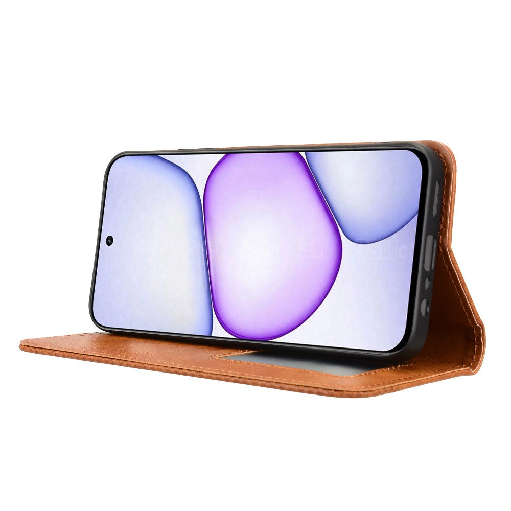Realme C100 EIDERWOOD Faux Leather Flip Case with Card Holder & Stand Function - Brown