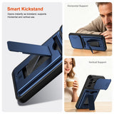 Samsung Galaxy A27 EIDERWOOD Hybrid Tough Case with Card Holder & Cam Slider - Blue