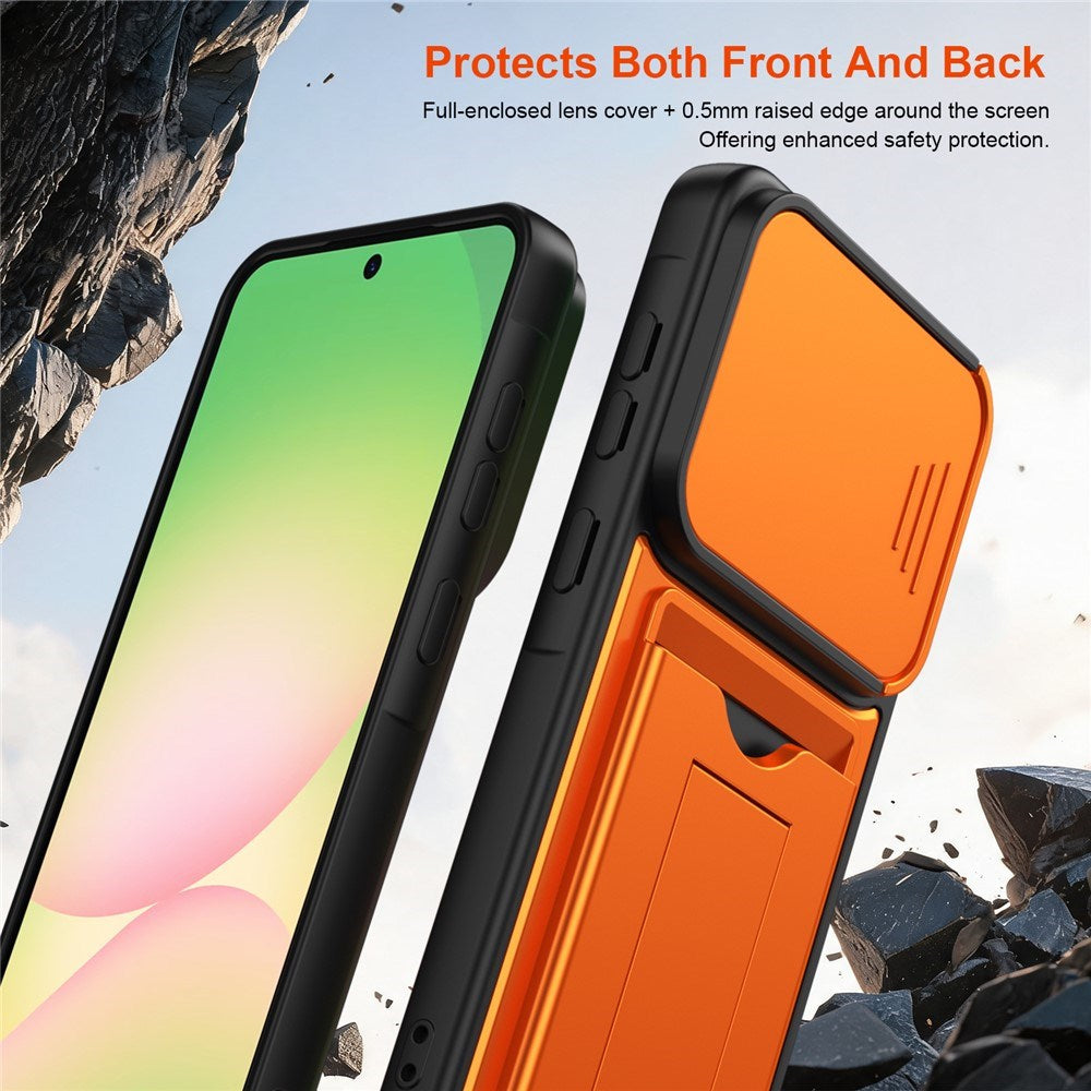 Samsung Galaxy A27 EIDERWOOD Hybrid Tough Case with Card Holder & Cam Slider - Orange
