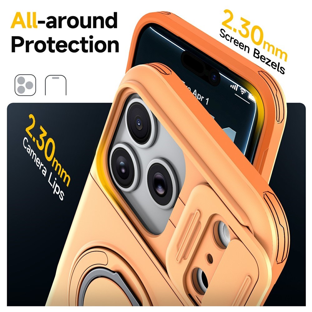 iPhone 18 Pro / 17 Pro EIDERWOOD Hybrid Tough Case with Card Holder & Cam Slider - MagSafe Compatible - Orange