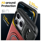 iPhone 18 Pro / 17 Pro EIDERWOOD Hybrid Tough Case with Card Holder & Cam Slider - MagSafe Compatible - Red