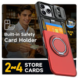 iPhone 18 Pro / 17 Pro EIDERWOOD Hybrid Tough Case with Card Holder & Cam Slider - MagSafe Compatible - Red