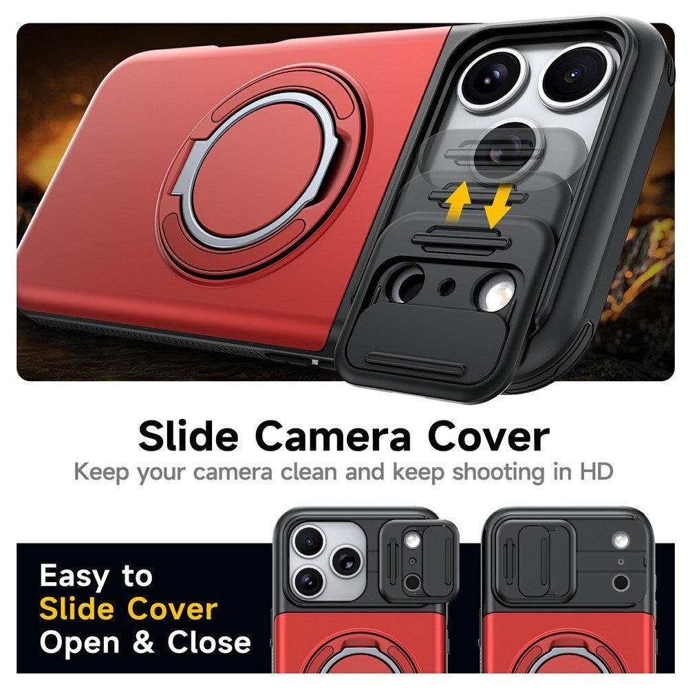 iPhone 18 Pro / 17 Pro EIDERWOOD Hybrid Tough Case with Card Holder & Cam Slider - MagSafe Compatible - Red