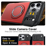 iPhone 18 Pro / 17 Pro EIDERWOOD Hybrid Tough Case with Card Holder & Cam Slider - MagSafe Compatible - Red