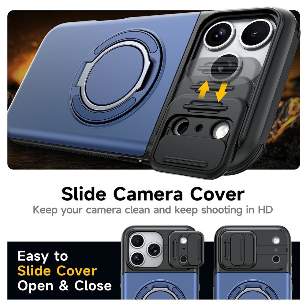 iPhone 18 Pro / 17 Pro EIDERWOOD Hybrid Tough Case with Card Holder & Cam Slider - MagSafe Compatible - Blue