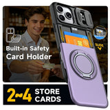 iPhone 18 Pro / 17 Pro EIDERWOOD Hybrid Tough Case with Card Holder & Cam Slider - MagSafe Compatible - Purple