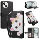 iPhone 14 / 13 Flipcase with 3D Cat Ears - Card Holder & Stand Function - Black