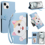 iPhone 14 / 13 Flipcase with 3D Cat Ears - Card Holder & Stand Function - Blue