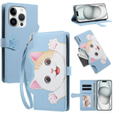 iPhone 16 Pro Flipcase with 3D Cat Ears - Card Holder & Stand Function - Blue