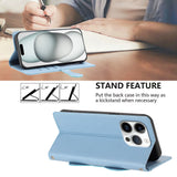 iPhone 16 Pro Flipcase with 3D Cat Ears - Card Holder & Stand Function - Blue