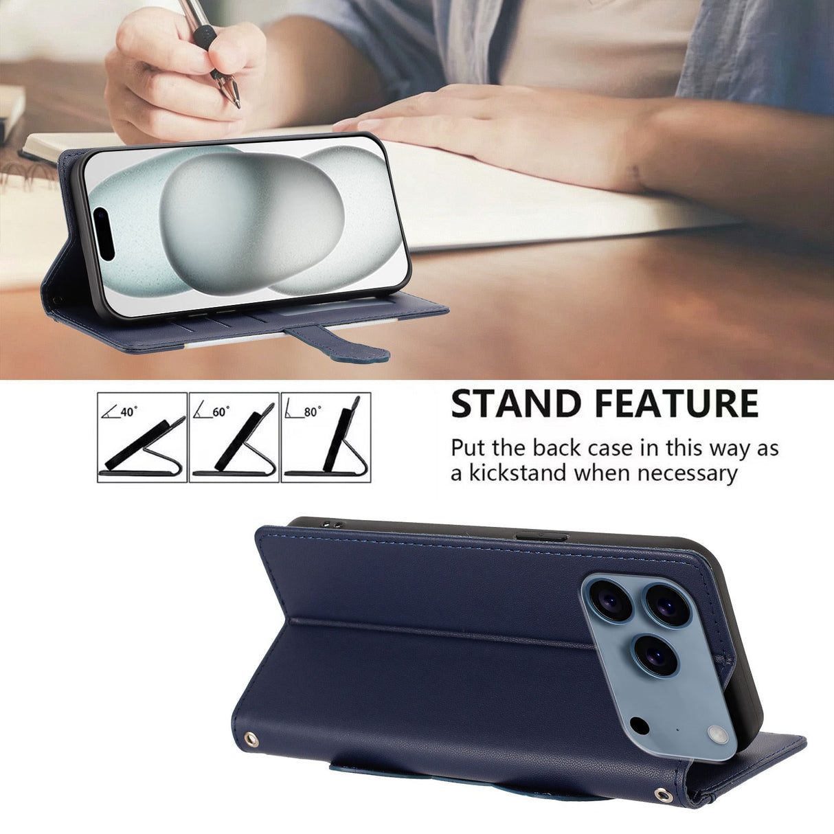 iPhone 18 Pro Max / 17 Pro Max Flipcase with 3D Cat Ears - Card Holder & Stand Function - Purple