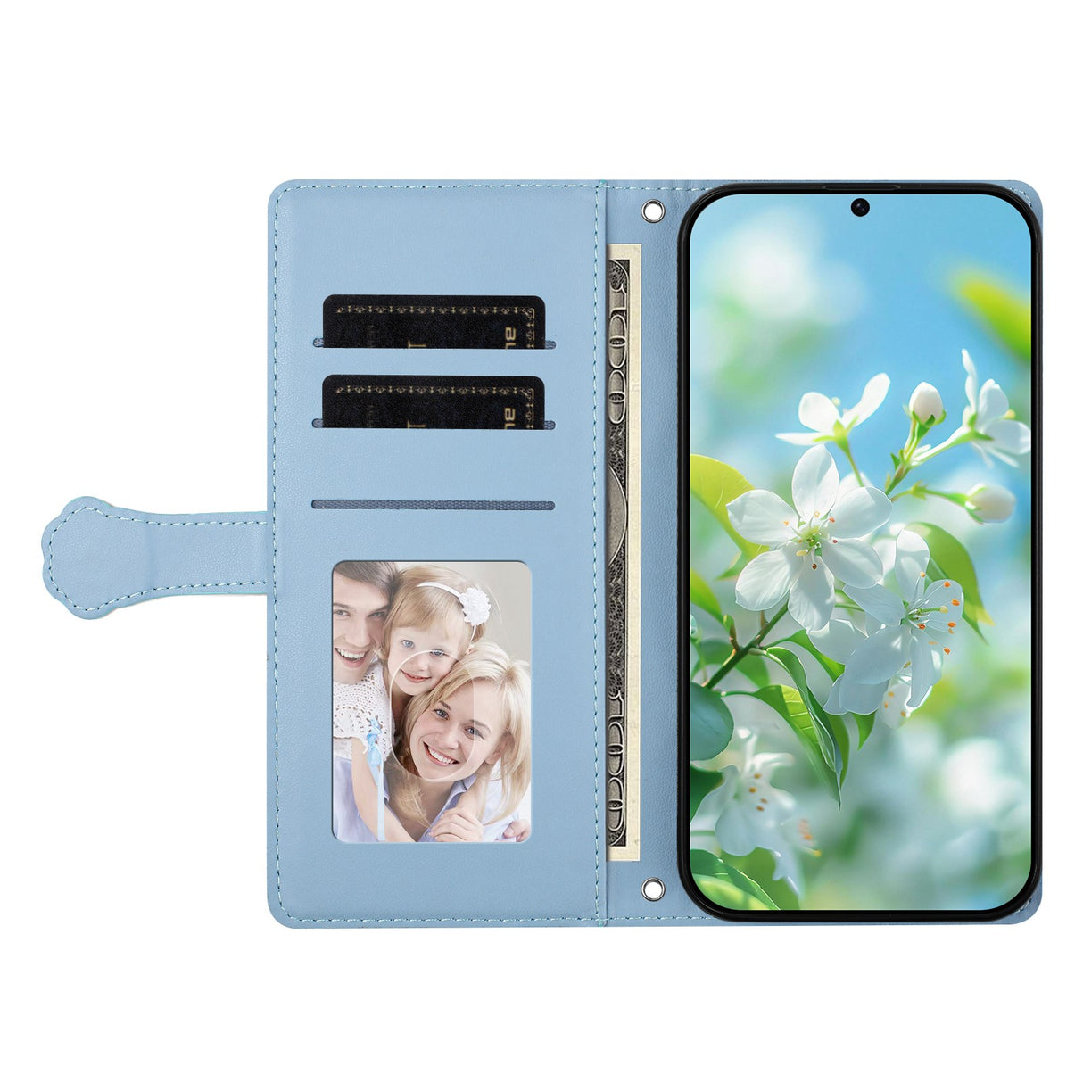 iPhone 18 / 17 Flipcase with 3D Cat Ears - Card Holder & Stand Function - Blue
