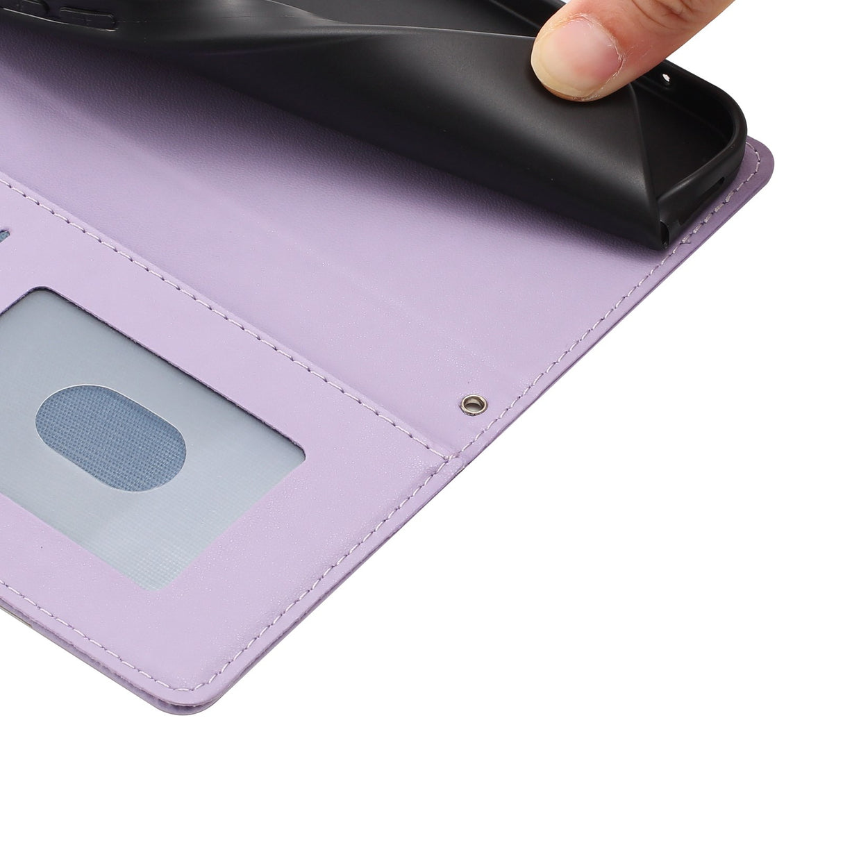 iPhone 17e / 16e Flipcase with 3D Cat Ears - Card Holder & Stand Function - Purple