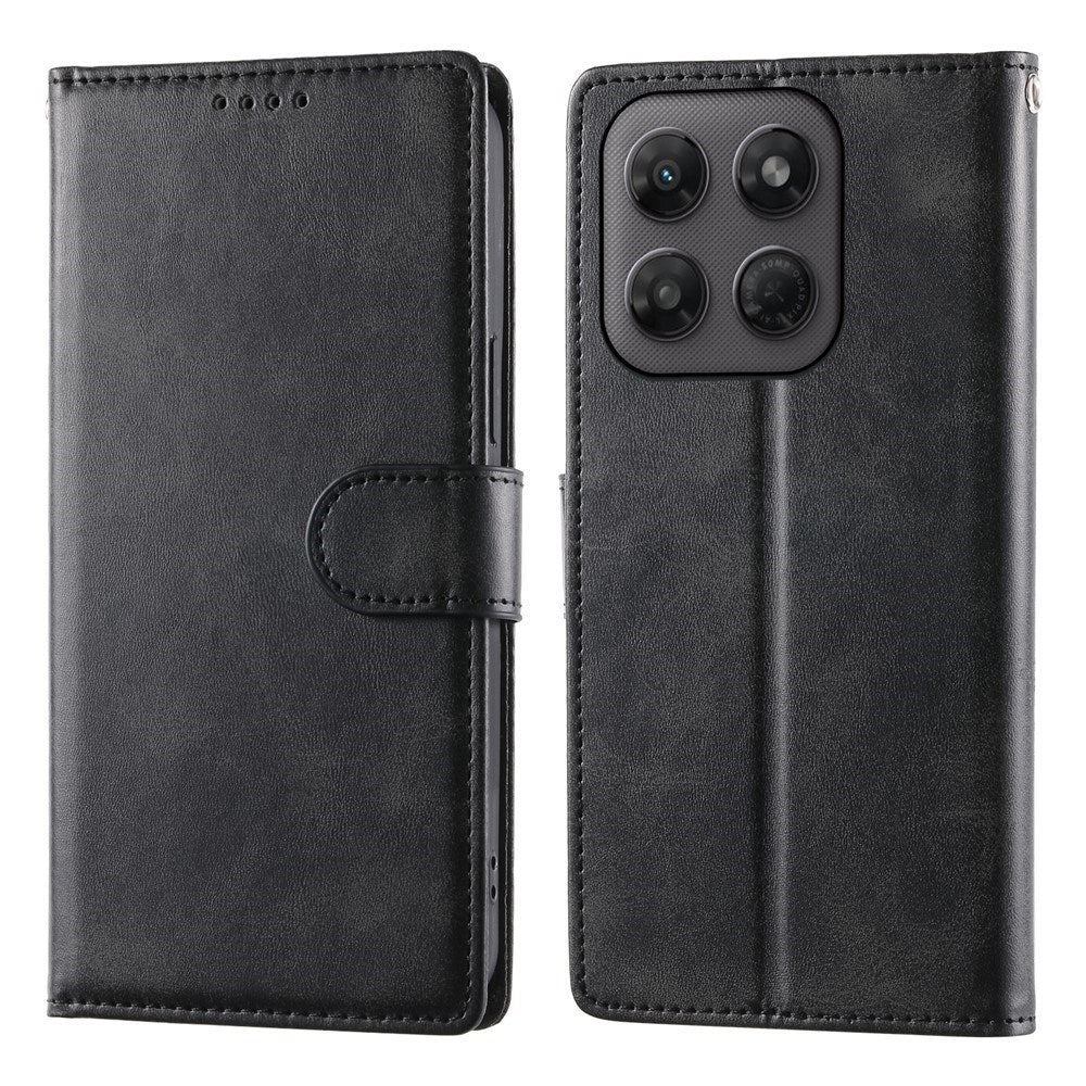 Motorola Moto G47 / G37 EIDERWOOD Leather Flip Cover with Wallet & Strap - Black