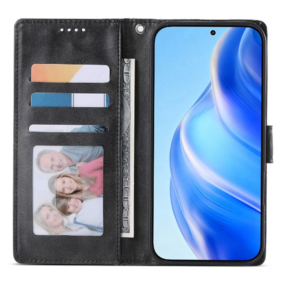 Motorola Moto G47 / G37 EIDERWOOD Leather Flip Cover with Wallet & Strap - Black