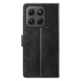 Motorola Moto G47 / G37 EIDERWOOD Leather Flip Cover with Wallet & Strap - Black