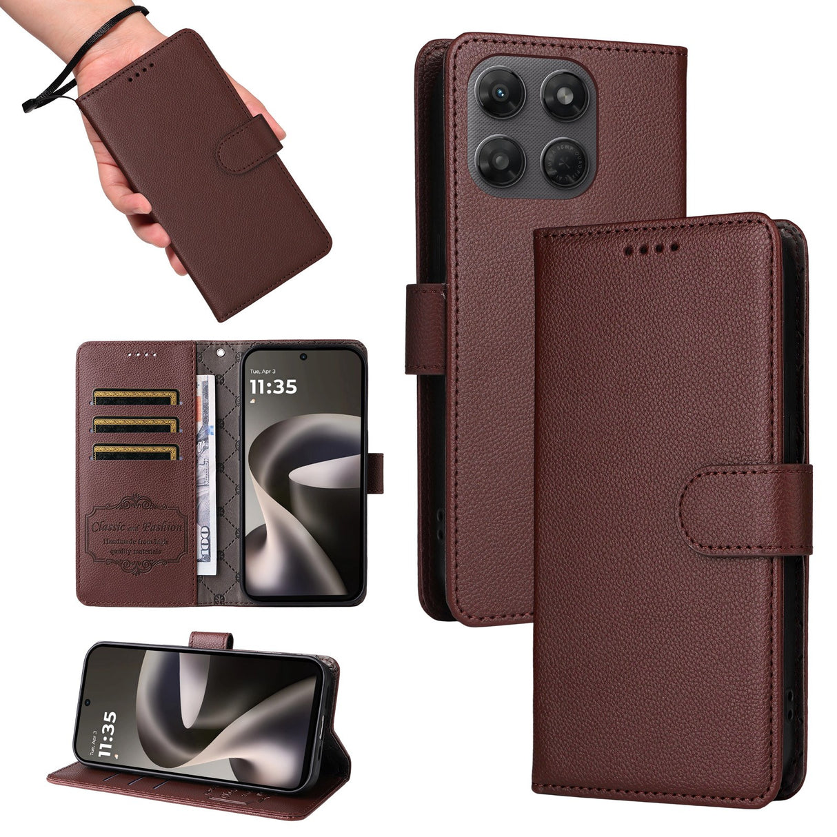 Motorola Moto G47 / G37 EIDERWOOD Flip Cover (RFID Blocking) - Brown