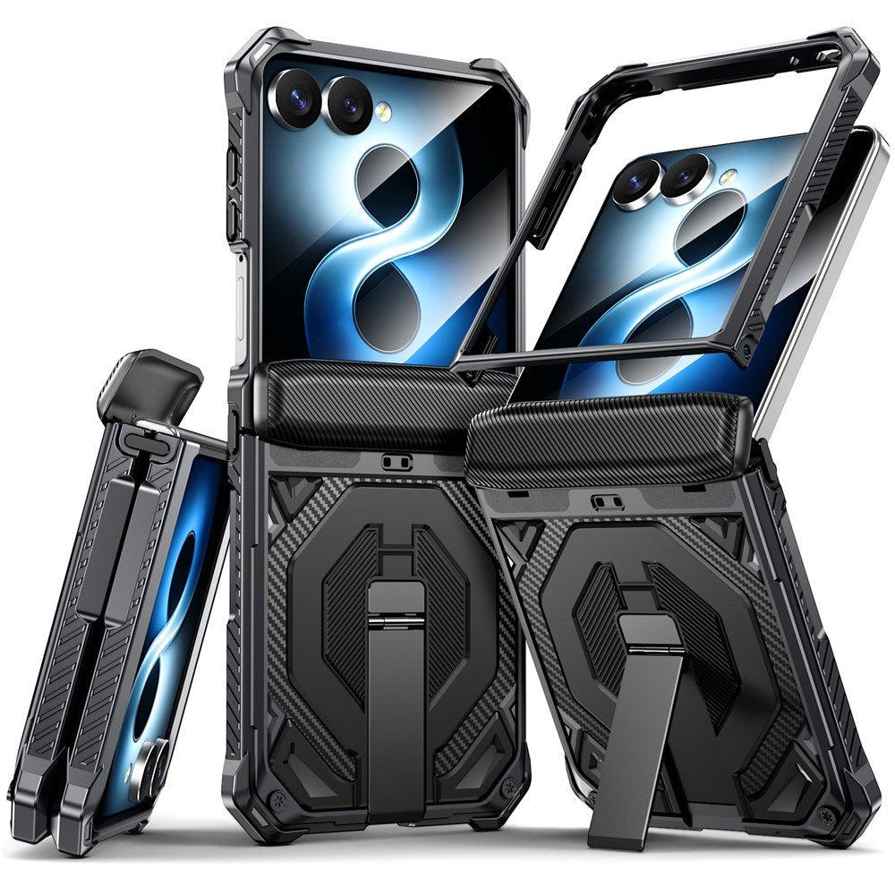 Samsung Galaxy Z Flip8 / Flip7 EIDERWOOD Tough Case with Built-in Kickstand - MagSafe Compatible - Black