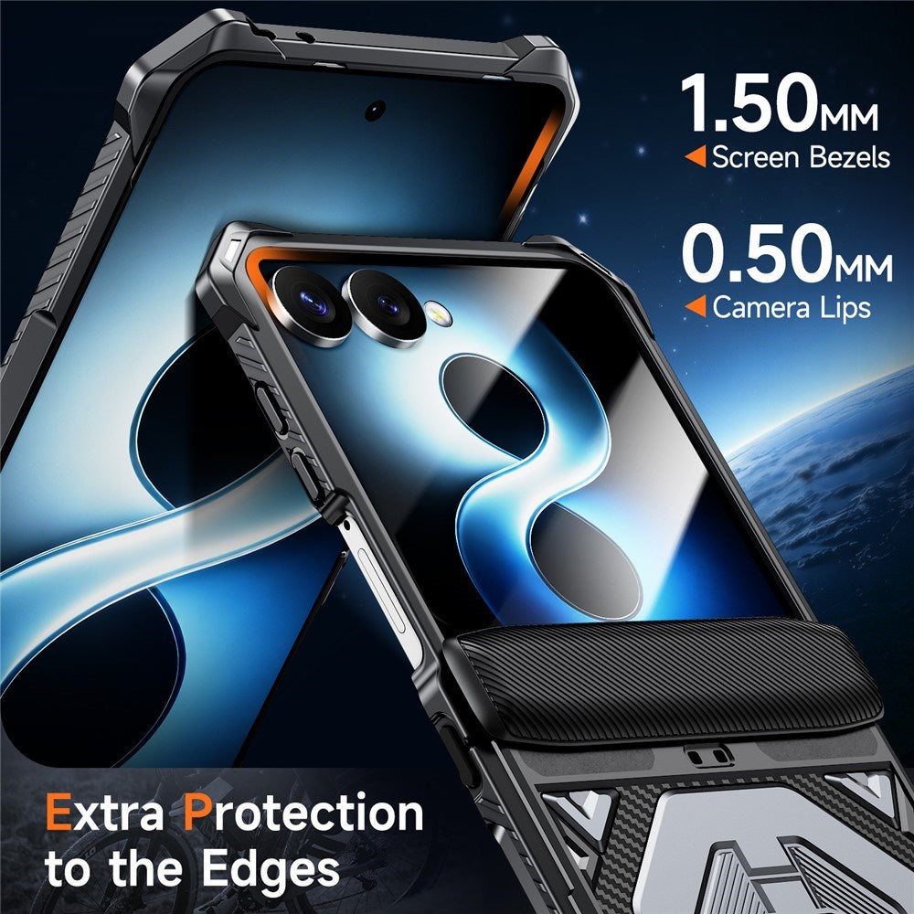 Samsung Galaxy Z Flip8 / Flip7 EIDERWOOD Tough Case with Built-in Kickstand - MagSafe Compatible - Black / Grey