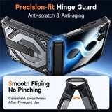 Samsung Galaxy Z Flip8 / Flip7 EIDERWOOD Tough Case with Built-in Kickstand - MagSafe Compatible - Black / Grey